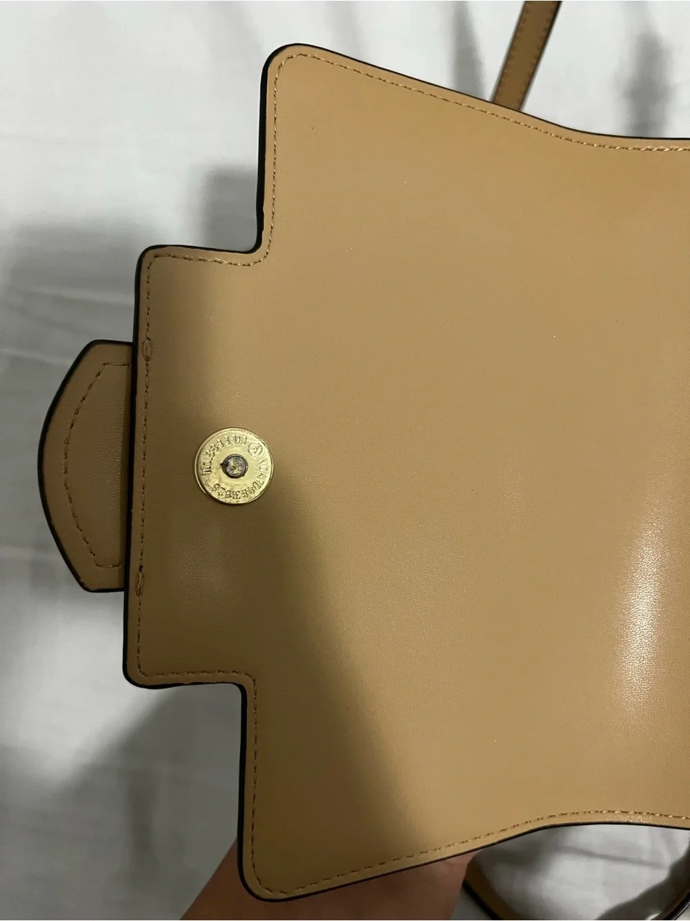 Calvin Klein Tan Faux Leather Crossbody with Gold Accent